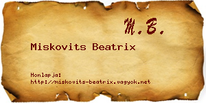 Miskovits Beatrix névjegykártya